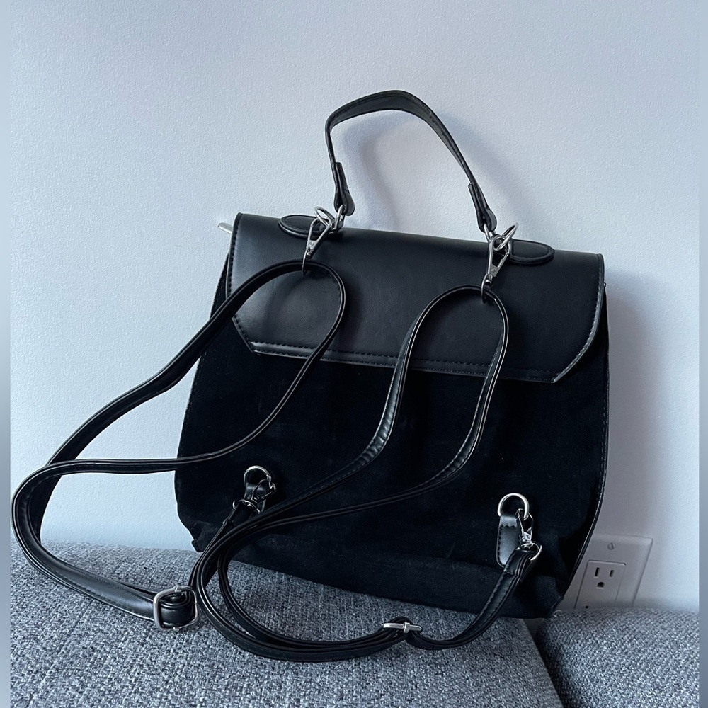 Faux Suede black mini backpack - Picture 2 of 9